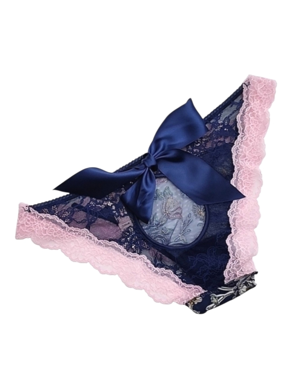 NWT Victoria's Secret Very Sexy Cheeky Floral Keyhole Bow Navy L